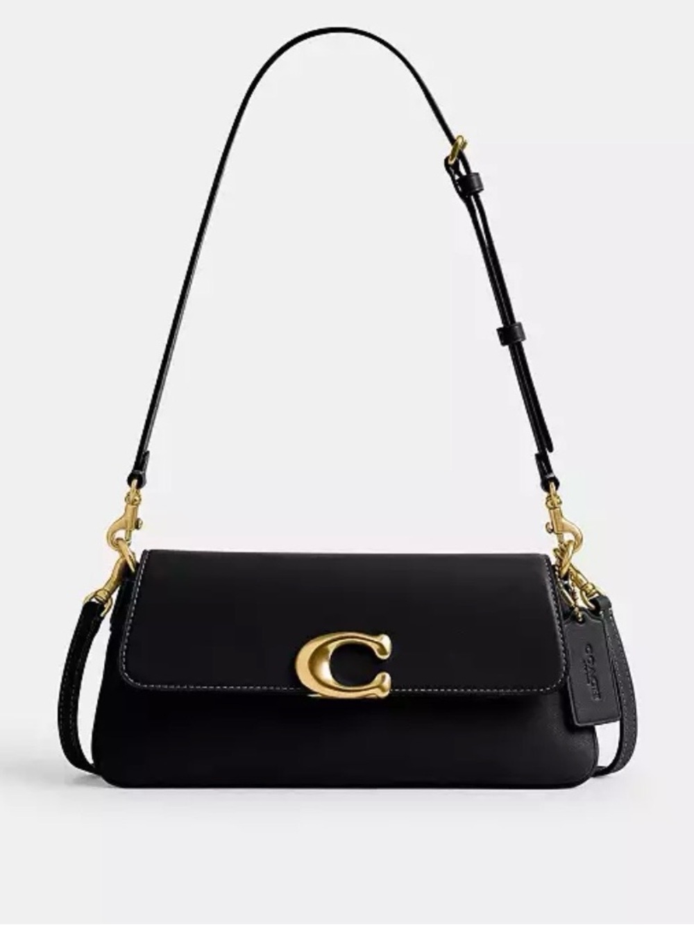 New Coach Jet black leather shoulder bag & crossbody strap